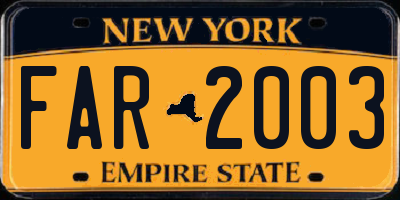 NY license plate FAR2003