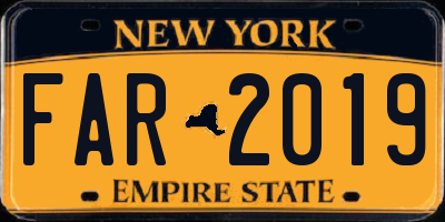 NY license plate FAR2019