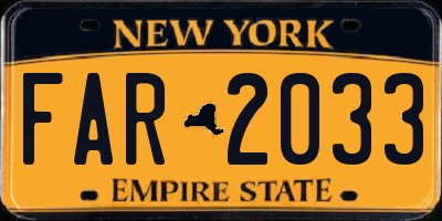 NY license plate FAR2033