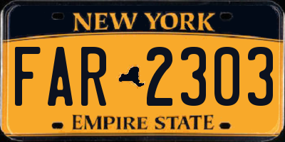 NY license plate FAR2303