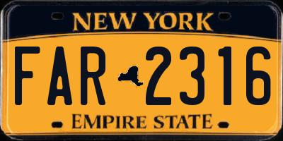 NY license plate FAR2316