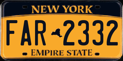 NY license plate FAR2332
