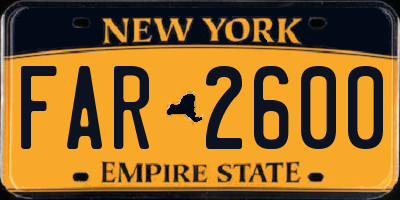 NY license plate FAR2600