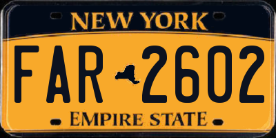 NY license plate FAR2602