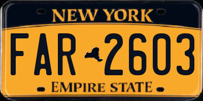 NY license plate FAR2603