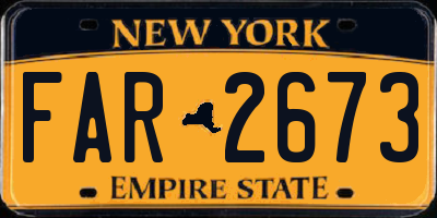 NY license plate FAR2673