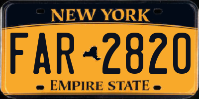 NY license plate FAR2820