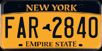NY license plate FAR2840