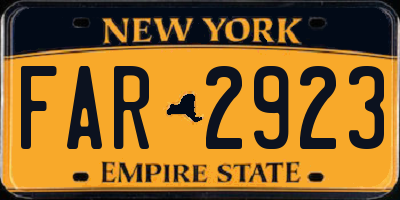 NY license plate FAR2923
