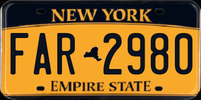 NY license plate FAR2980