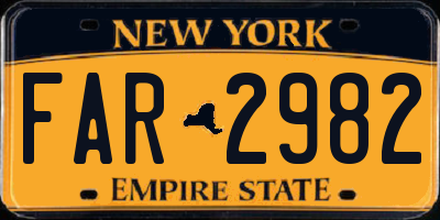 NY license plate FAR2982