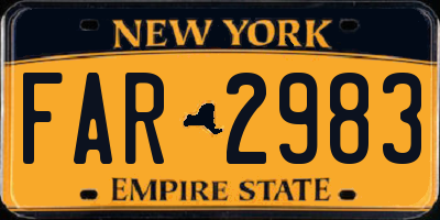 NY license plate FAR2983