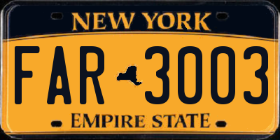 NY license plate FAR3003