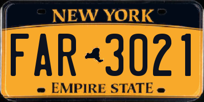 NY license plate FAR3021