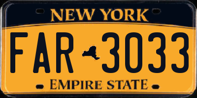 NY license plate FAR3033