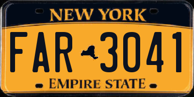 NY license plate FAR3041