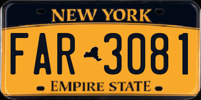 NY license plate FAR3081