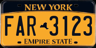 NY license plate FAR3123