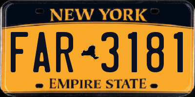 NY license plate FAR3181