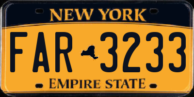 NY license plate FAR3233