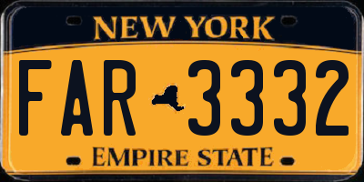 NY license plate FAR3332