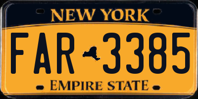 NY license plate FAR3385