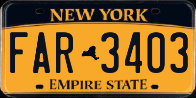 NY license plate FAR3403