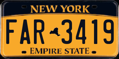 NY license plate FAR3419