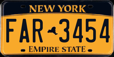 NY license plate FAR3454