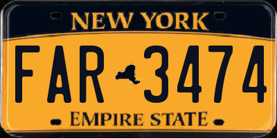 NY license plate FAR3474