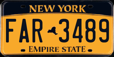 NY license plate FAR3489