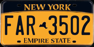 NY license plate FAR3502