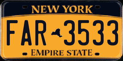 NY license plate FAR3533