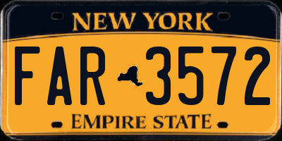 NY license plate FAR3572