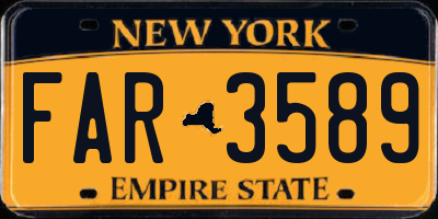 NY license plate FAR3589