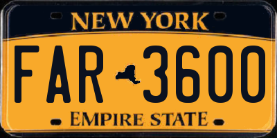 NY license plate FAR3600