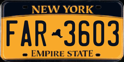 NY license plate FAR3603