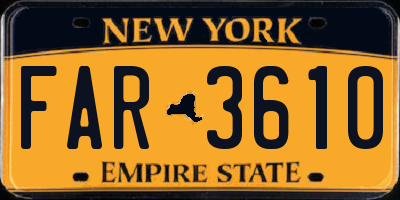 NY license plate FAR3610