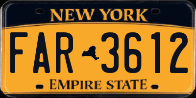 NY license plate FAR3612