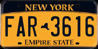 NY license plate FAR3616