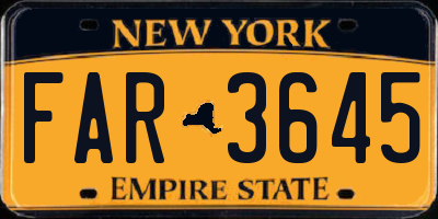 NY license plate FAR3645