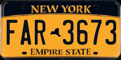 NY license plate FAR3673
