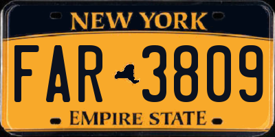 NY license plate FAR3809