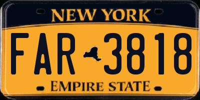 NY license plate FAR3818