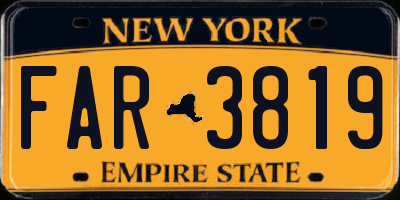 NY license plate FAR3819