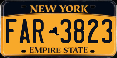NY license plate FAR3823