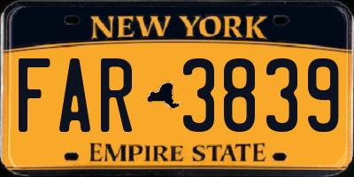 NY license plate FAR3839