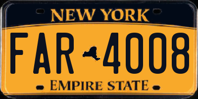 NY license plate FAR4008