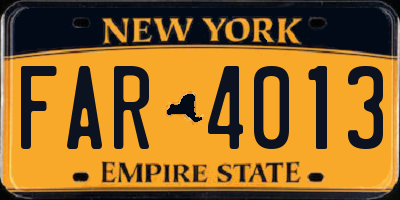 NY license plate FAR4013