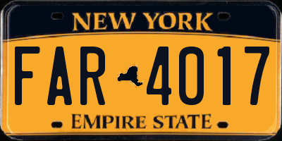 NY license plate FAR4017